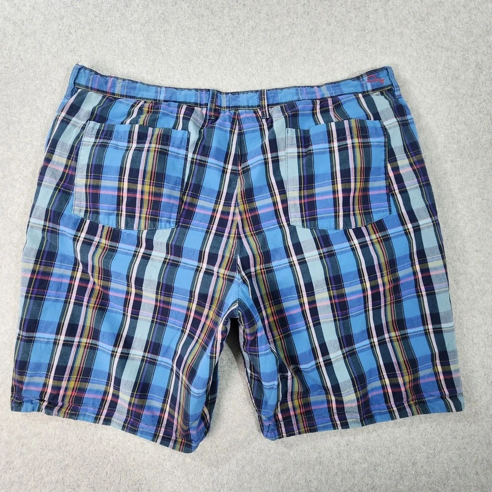 Tommy Bahama Golf Shorts Mens 40x9 Blue Pink‎ Plaid Striped Reversible Pockets